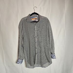 ROBERT GRAHAM Classic Fit Checked/Striped Button Down Sz XL Shirt Long Sleeve